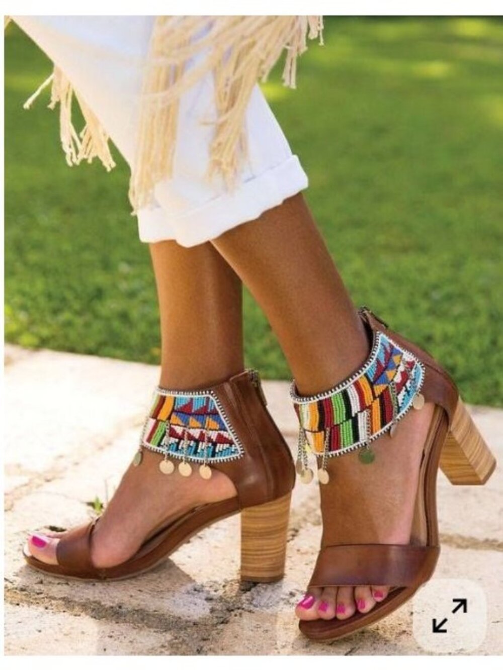 Pikolinos Maasai Collection Narok Heel Sandals EU 40 Beaded HTF style